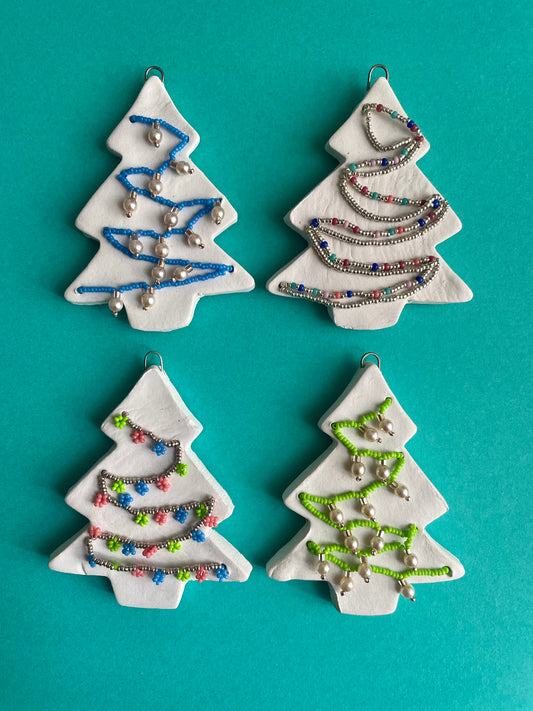 DIY Beaded Clay Christmas Ornaments
