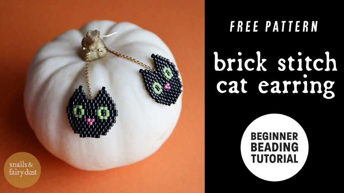 Brick Stitch Black Cat Earrings: A Free Pattern for Cat Lovers (and Halloween Fans!)