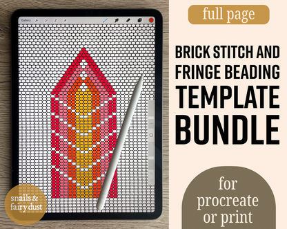 Full Page Brick Stitch and Fringe  Beading Template Bundle - Digital Beading Templates for Procreate or Print