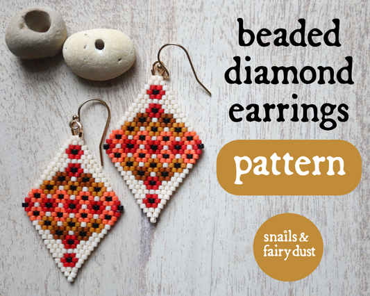 Flower Fields Sunset Diamond Earrings Pattern - Digital Download