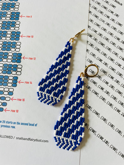 Indigo Zig Zag Beaded Earring Pattern - Digital Download