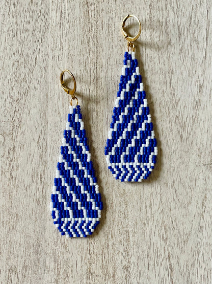 Indigo Zig Zag Beaded Earring Pattern - Digital Download