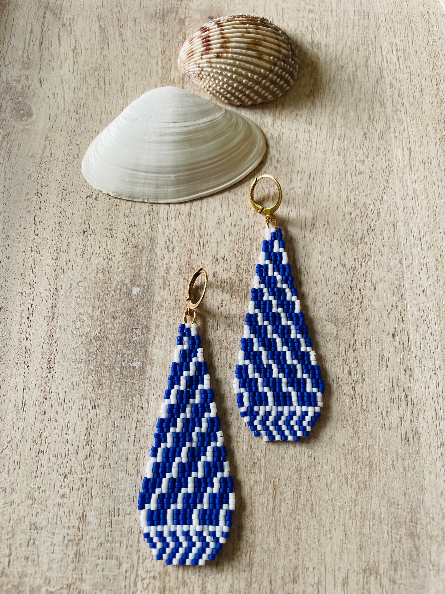 Indigo Zig Zag Beaded Earring Pattern - Digital Download