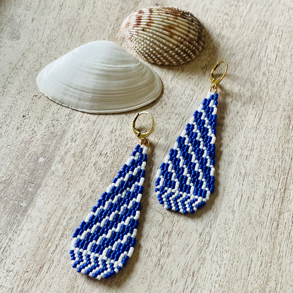 Indigo Zig Zag Beaded Earring Pattern - Digital Download