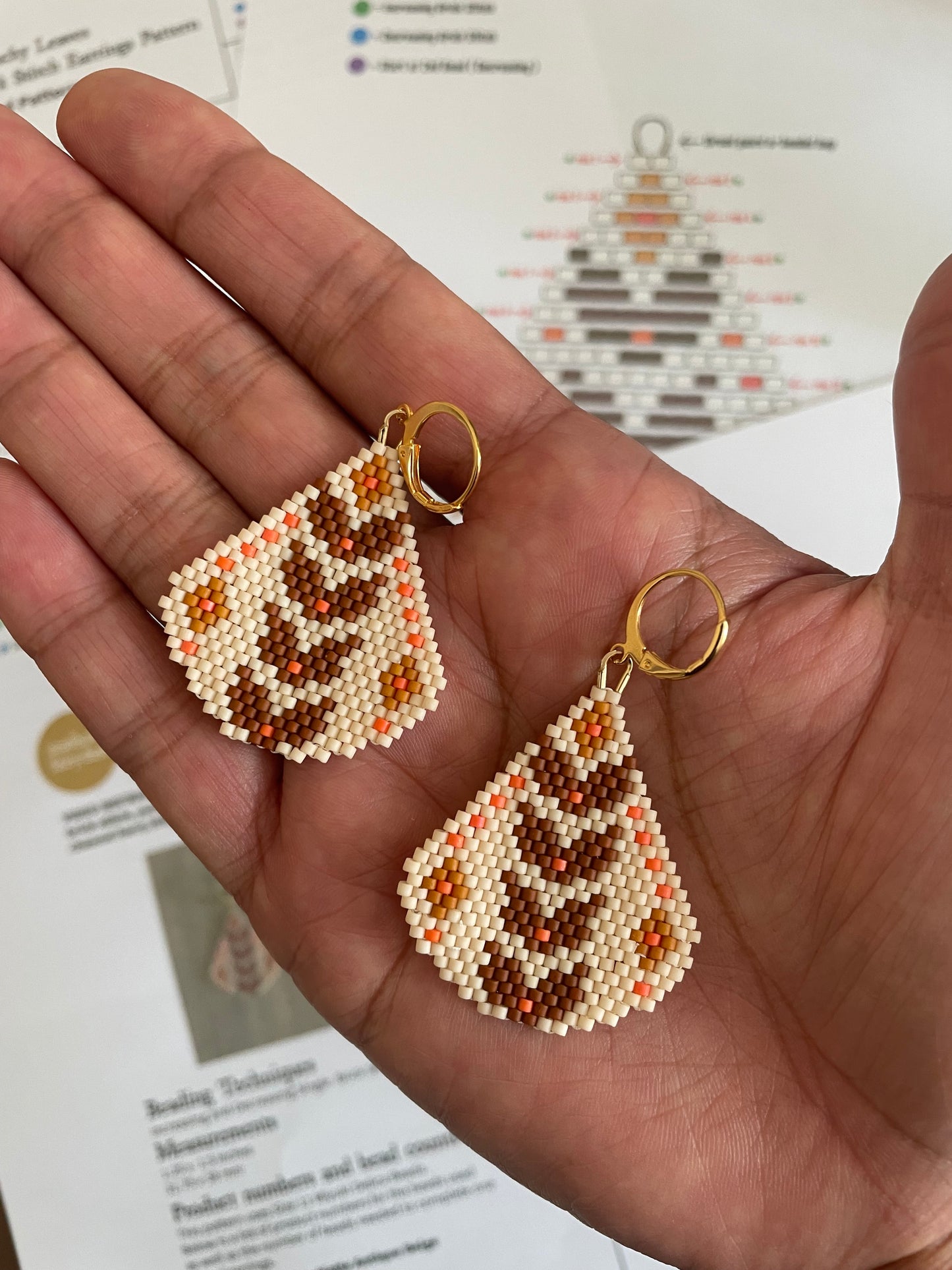 Crunchy Leaves Beaded Earring Pattern - Digital Download