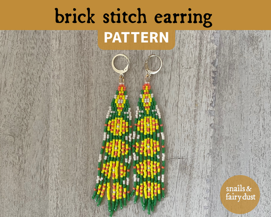 Marigolds Brick Stitch Fringe Earring Pattern - Digital Download