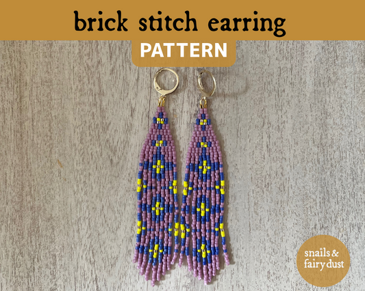 Forget-Me-Not Brick Stitch Fringe Earring Pattern - Digital Download