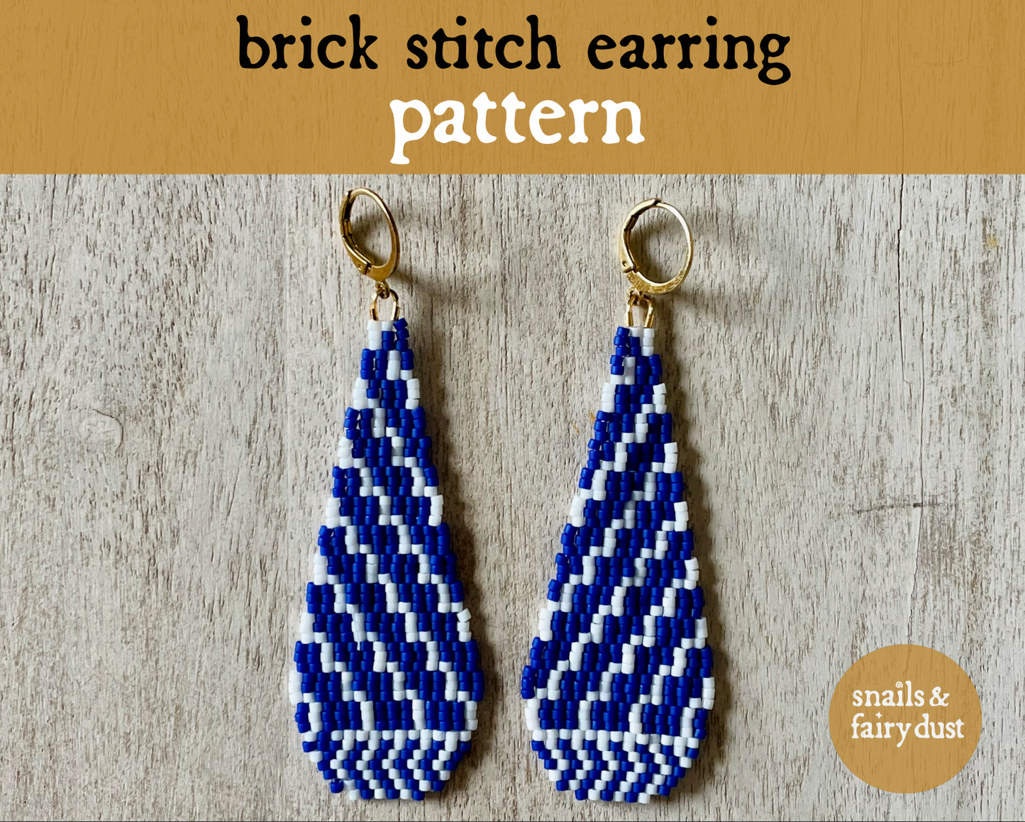 Indigo Zig Zag Beaded Earring Pattern - Digital Download