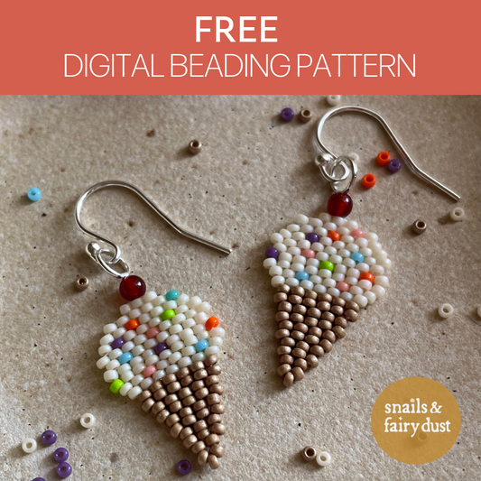 FREE Brick Stitch Ice Cream Cone Earrings Pattern + Video Tutorial