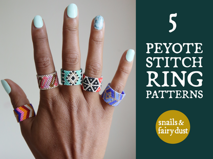 Peyote Stitch Ring 5 Pattern Bundle  - Instant Digital Download