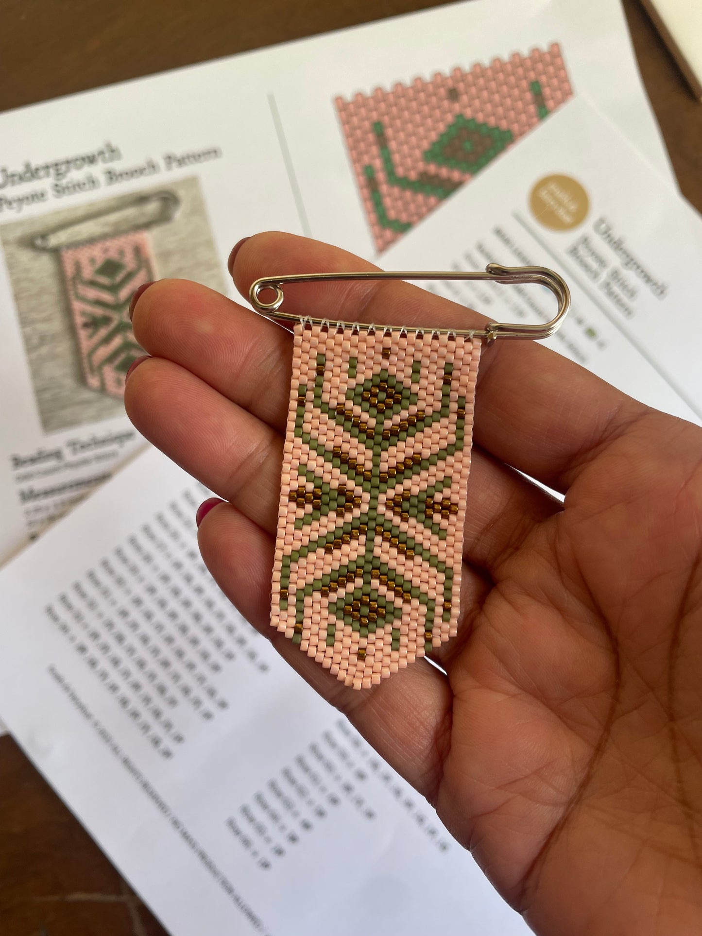 Undergrowth Peyote Stitch Charm Pin Beading Pattern | PDF