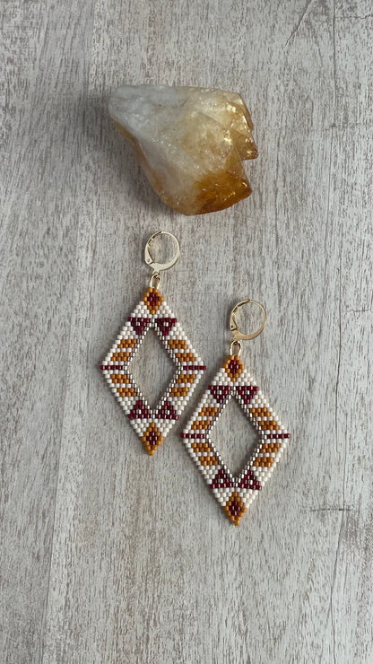 Diamond Shaped Brick Stitch Beaded Earring Pattern - FREE instant download