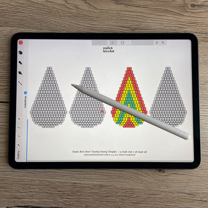 Teardrop Shaped Brick Stitch Earring Beading Templates - Instant Digital Download