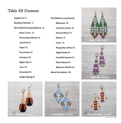 Learn To Make Brick Stitch Earrings: Step-By-Step Beading Tutorials Plus 20 Original Patterns | Ebook, Instant Download PDF