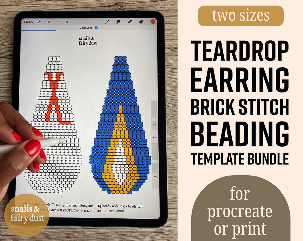 Teardrop Shaped Brick Stitch Earring Beading Templates - Instant Digit ...