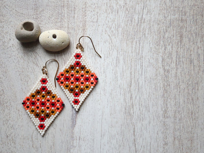 Flower Fields Sunset Diamond Earrings Pattern - Digital Download