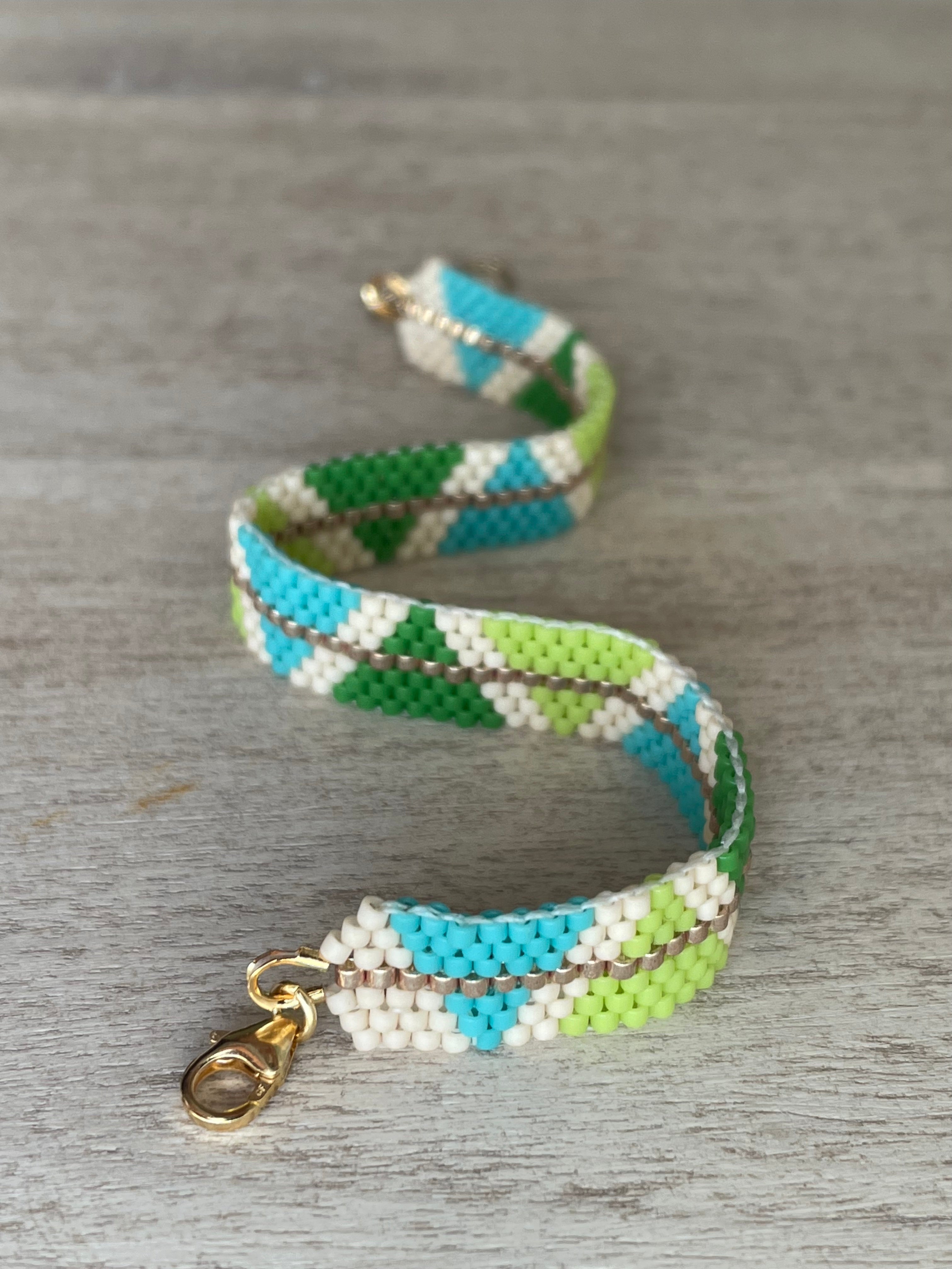 Beaded Bracelet Pastel Chevron Adjustable Woven – River Valley Designs