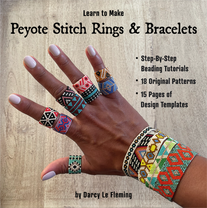 Learn To Make Peyote Stitch Rings and Bracelets : Step-By-Step Beading Tutorials Plus 18 Original Pattern | Ebook, Instant Download PDF