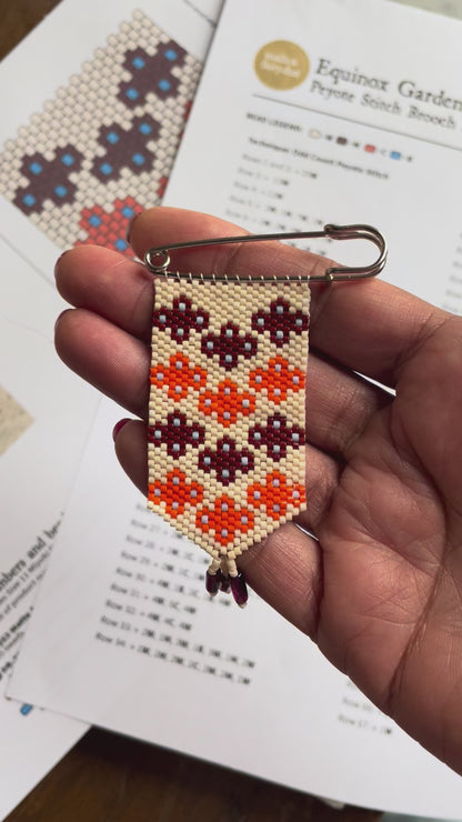 Equinox Garden Peyote Stitch Charm Pin Beading Pattern | PDF
