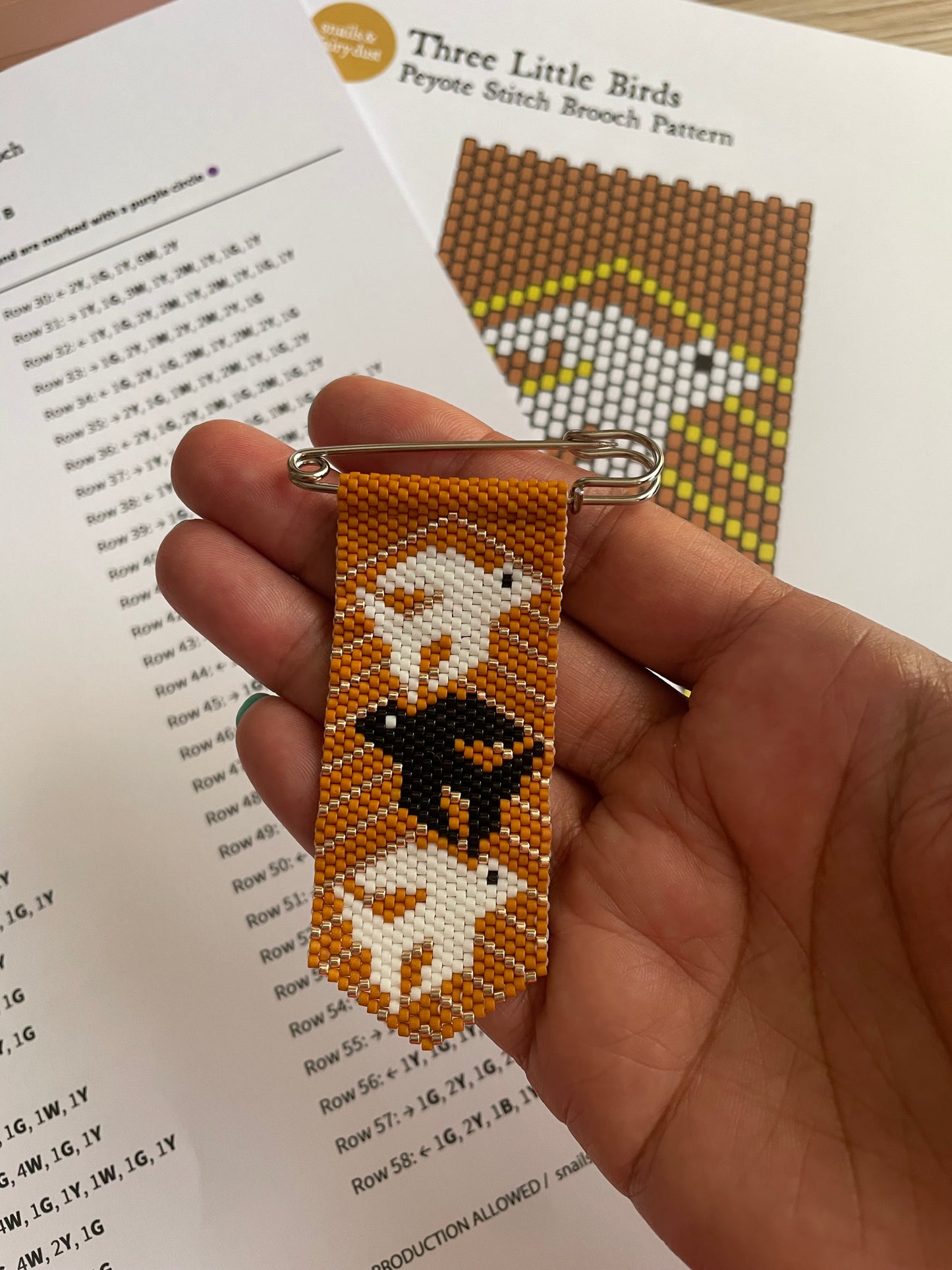 Three Little Birds Peyote Stitch Charm Pin Beading Pattern | PDF