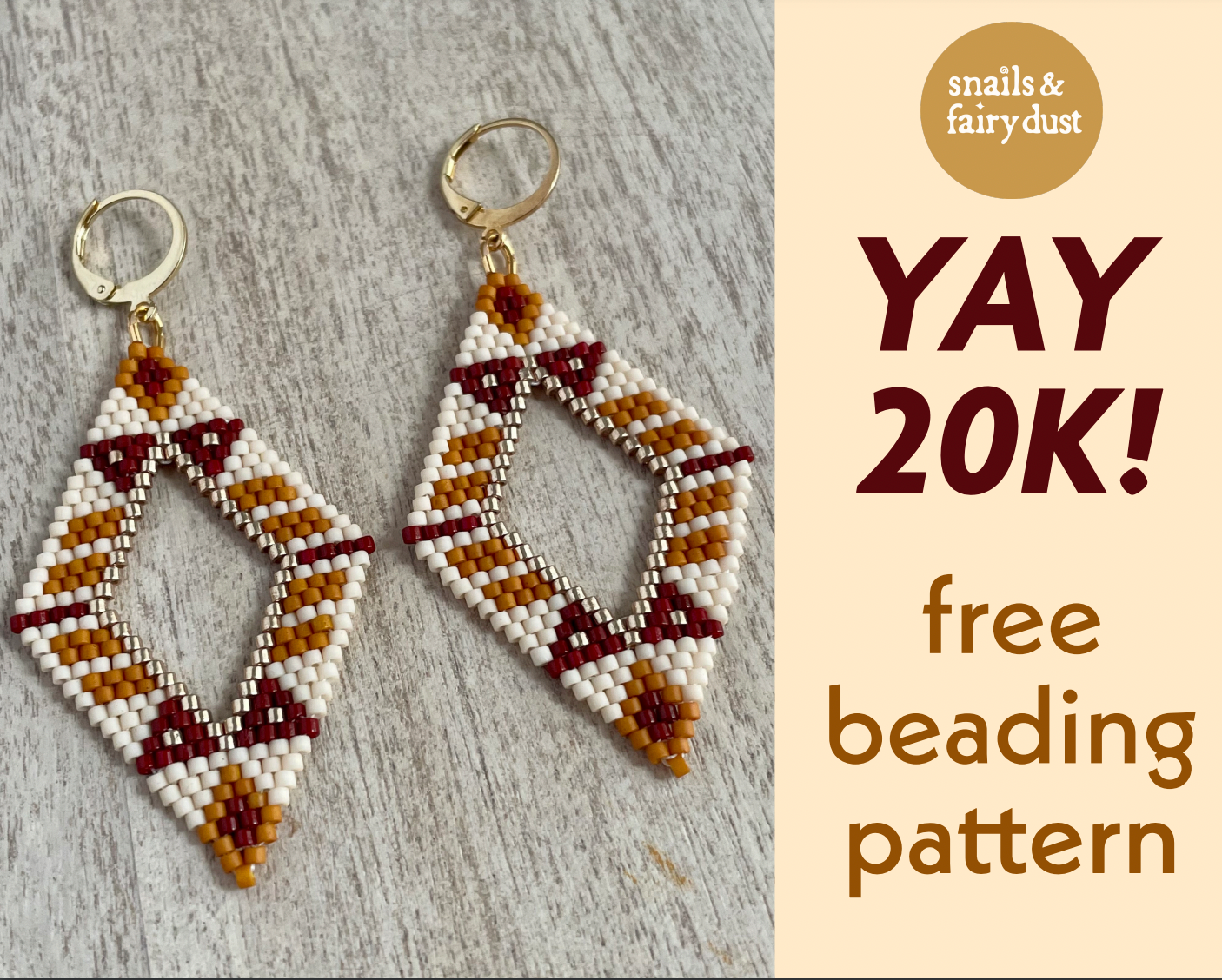 Diamond Shaped Brick Stitch Beaded Earring Pattern - FREE instant download