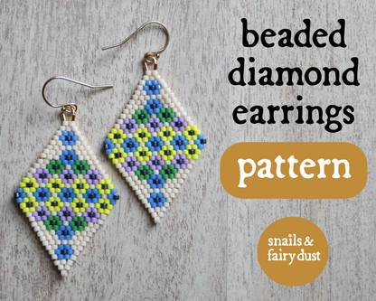 Flower Fields Spring Diamond Earrings Pattern - Digital Download