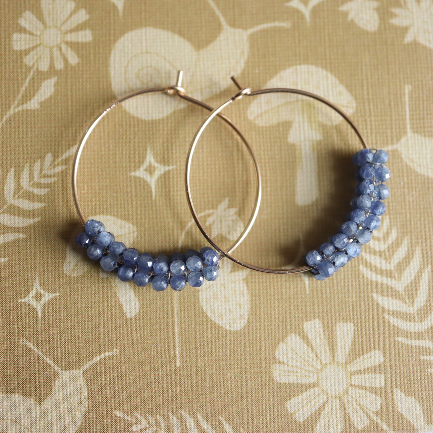 Faceted Blue Sapphire Hoop Earrings