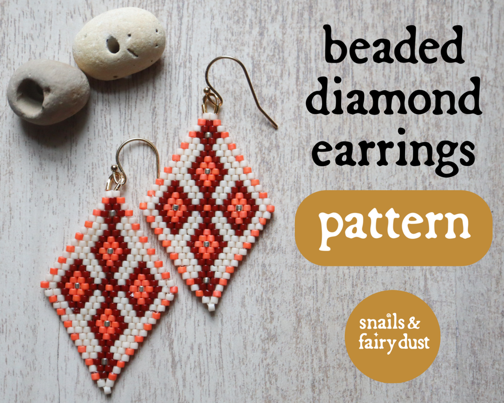 Directional Joy Beaded Diamond Earrings Pattern - Digital Download