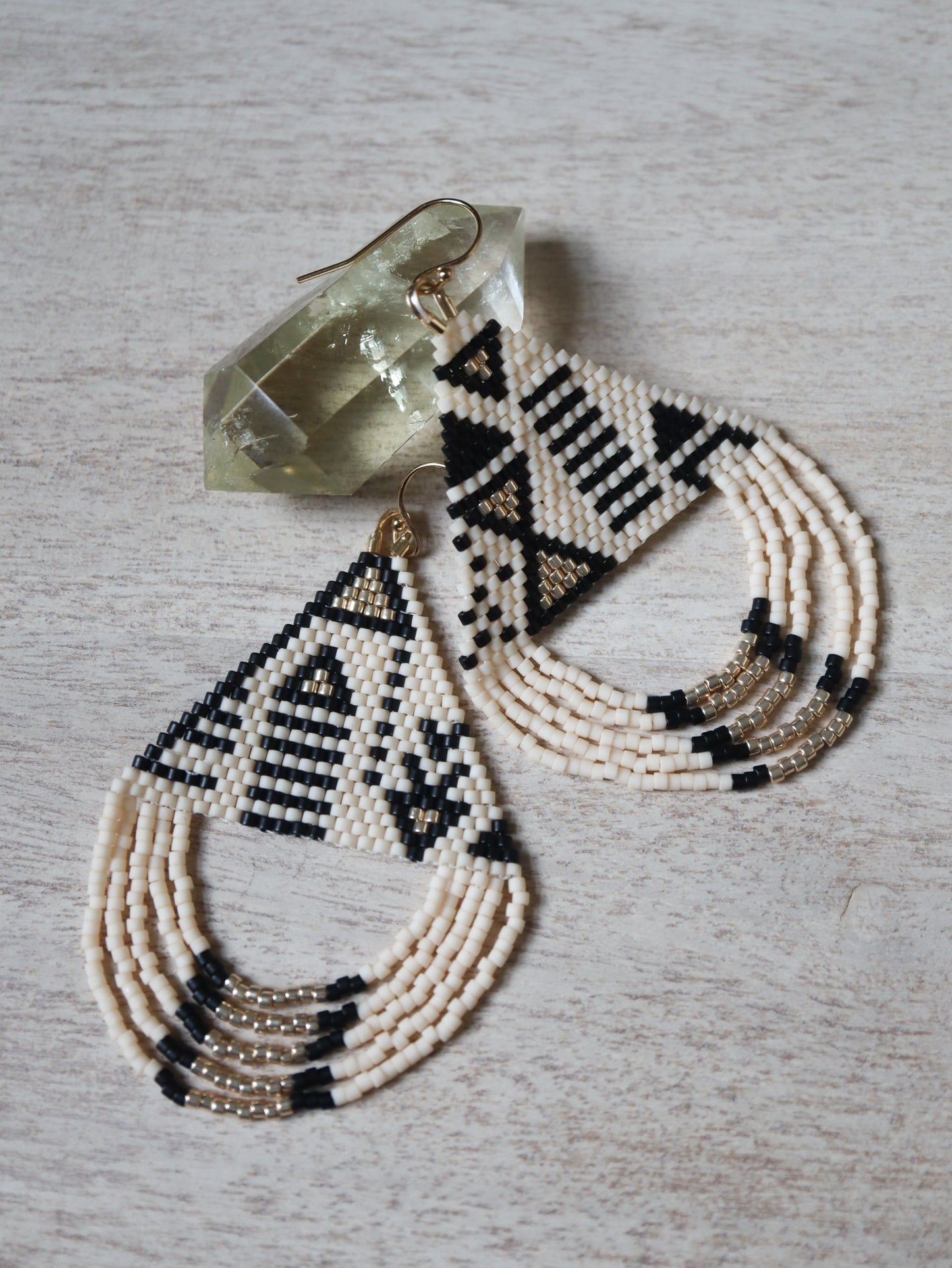 Golden Compass Beaded Looped Fringe Earrings Pattern - Digital Download