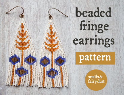 Goldenrod and Asters Beaded Earrings Pattern - Digital Download